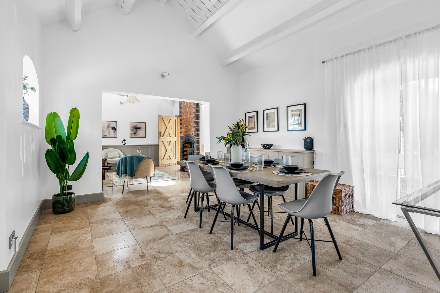 Bright open-plan living and dining space staged to sell, home staging London